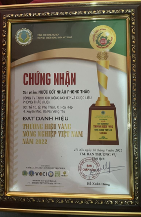 CHỨNG NHẬN THƯƠNG HIỆU VÀNG VIỆT NAM