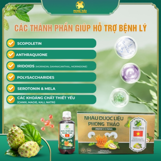 NHÀU DƯỢC LIỆU PHONG THẢO  1000ml(4 chai x 250ml )